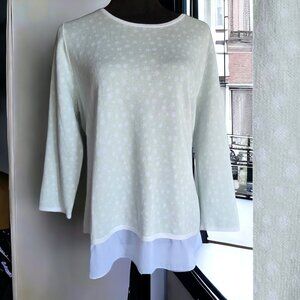TYLER BOE ( L ) Light Green Dot Sweater W Attached White Ducktail Blouse